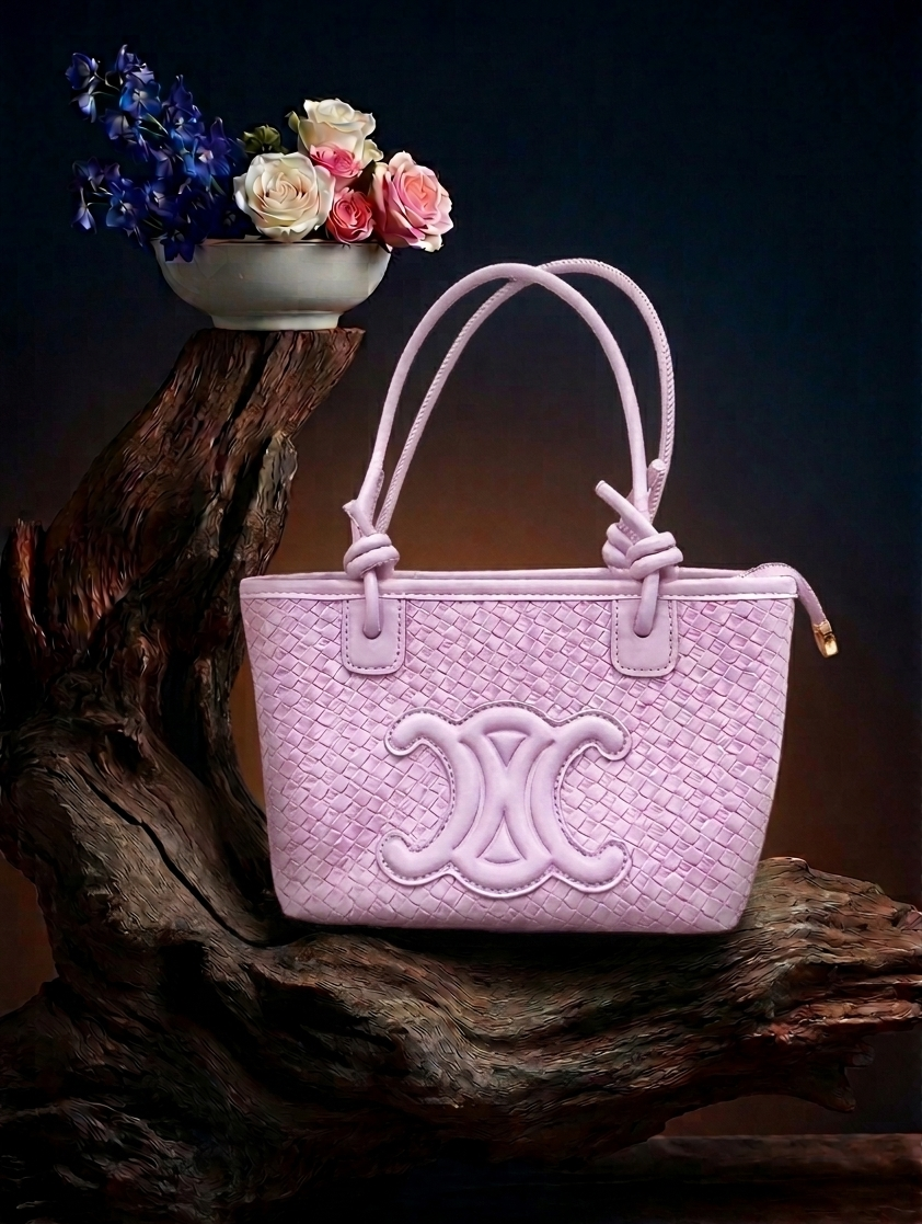 Sac Cabas Tressé Rose Triomphe